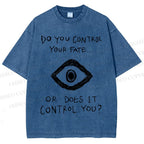 Unisex Artistic Abstract Eyes Printed Washed Tee