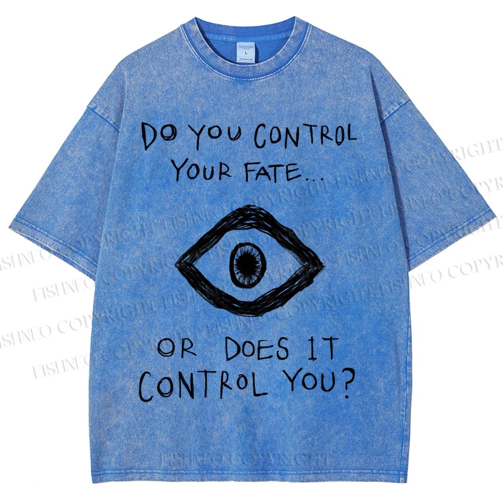 Unisex Artistic Abstract Eyes Printed Washed Tee