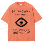 Unisex Artistic Abstract Eyes Printed Washed Tee