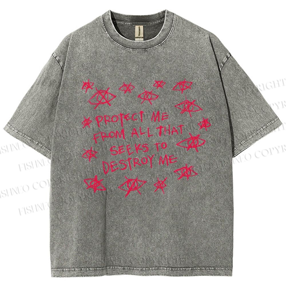 Unisex Artistic Abstract Eyes Printed Washed Tee