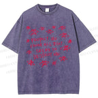 Unisex Artistic Abstract Eyes Printed Washed Tee