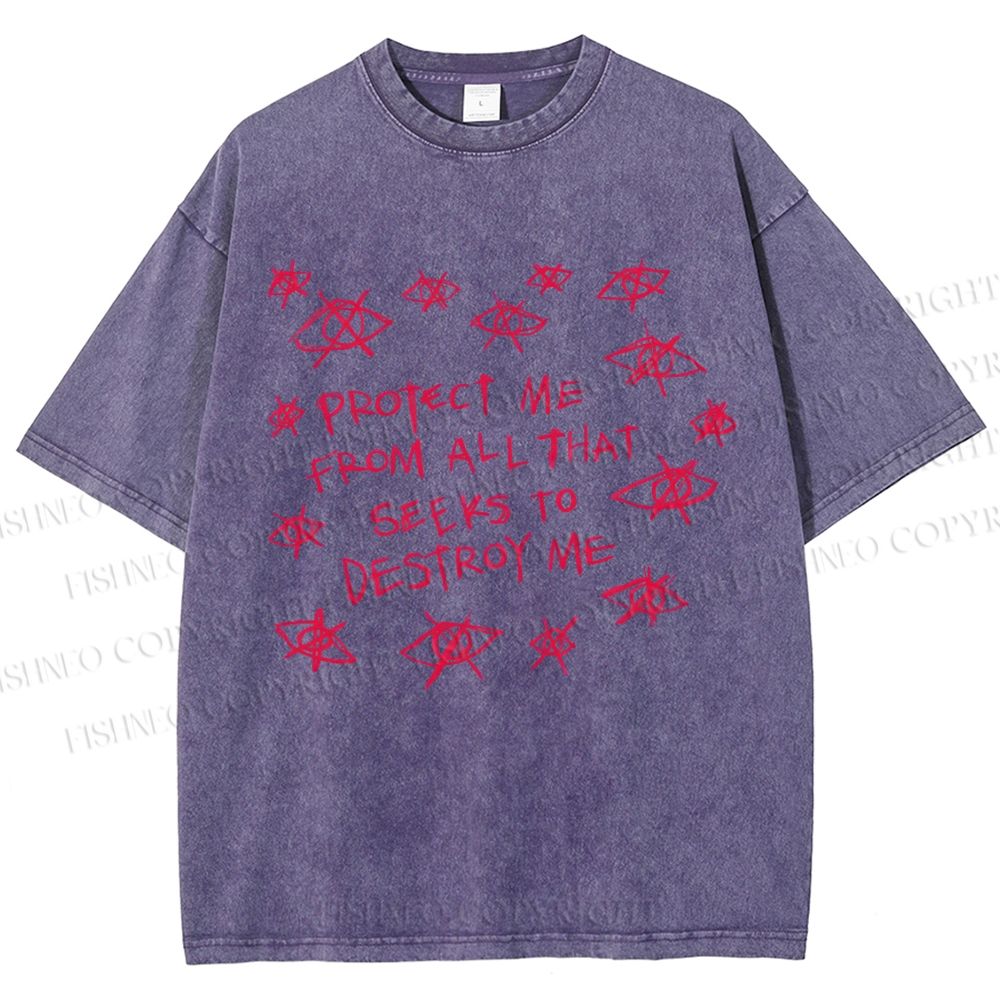 Unisex Artistic Abstract Eyes Printed Washed Tee
