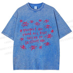 Unisex Artistic Abstract Eyes Printed Washed Tee