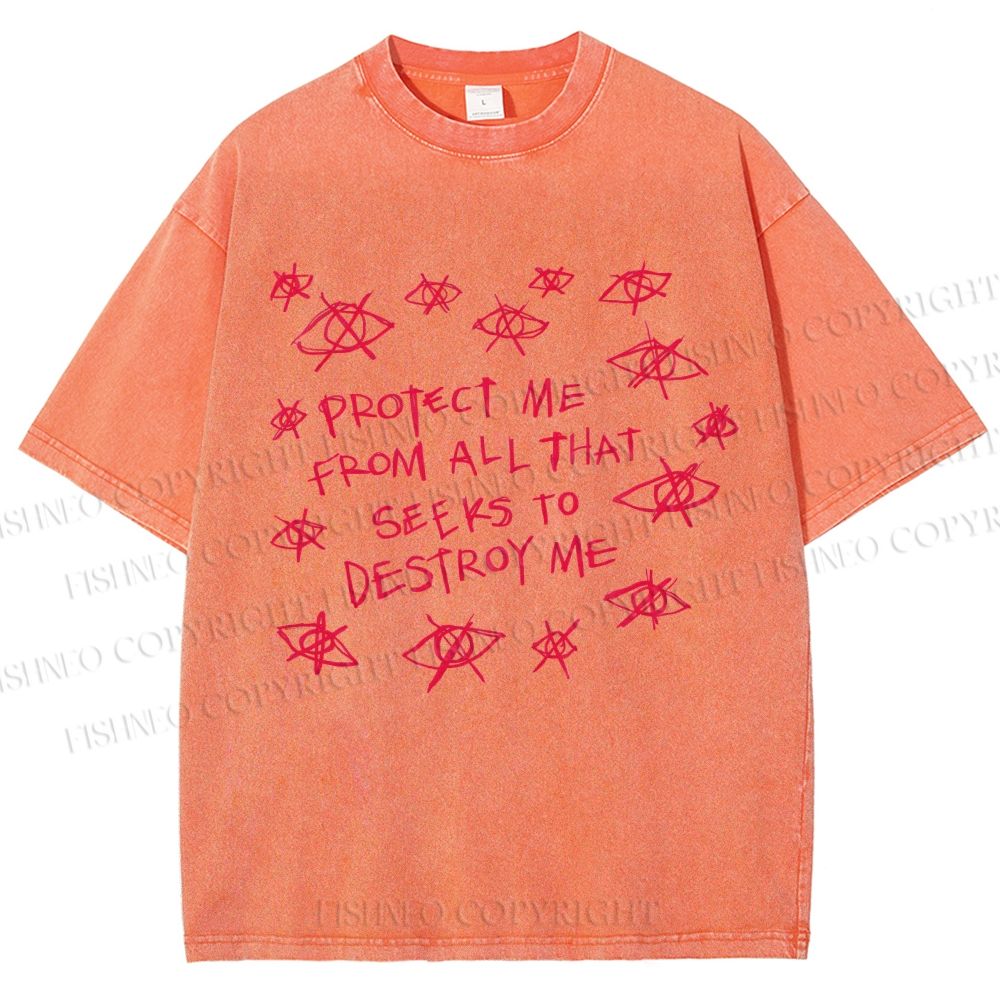 Unisex Artistic Abstract Eyes Printed Washed Tee