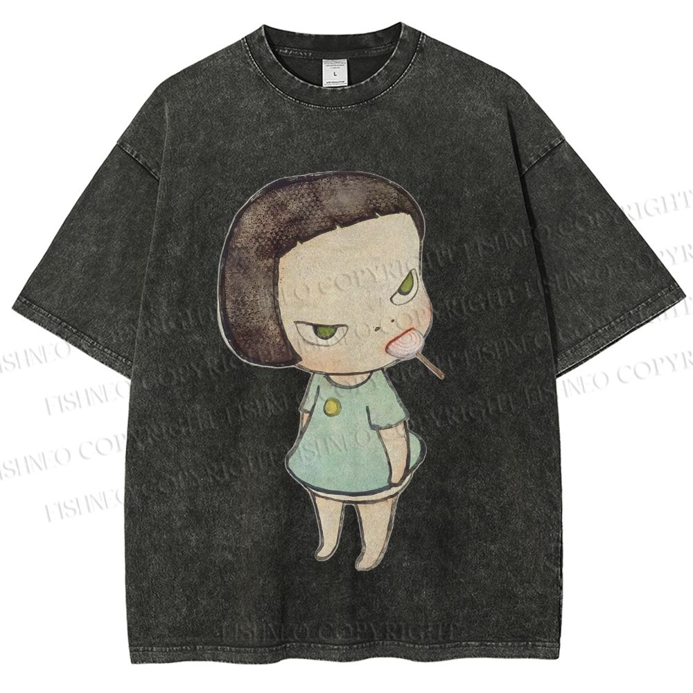 Unisex Yoshitomo Nara Printed Washed Tee