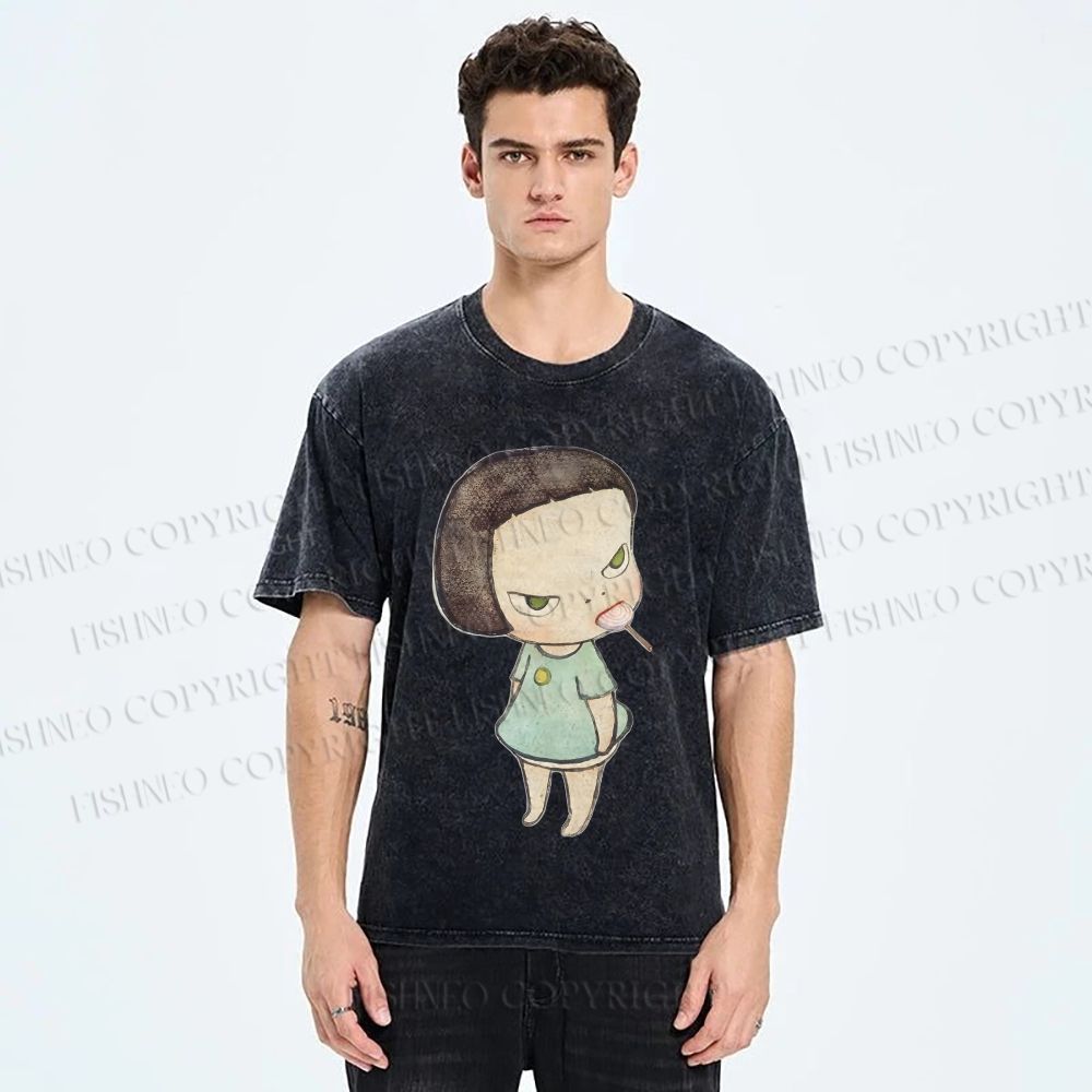 Unisex Yoshitomo Nara Printed Washed Tee