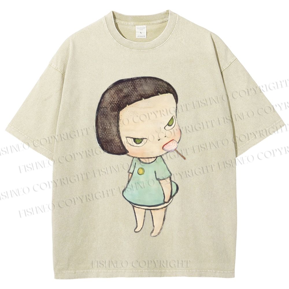 Unisex Yoshitomo Nara Printed Washed Tee