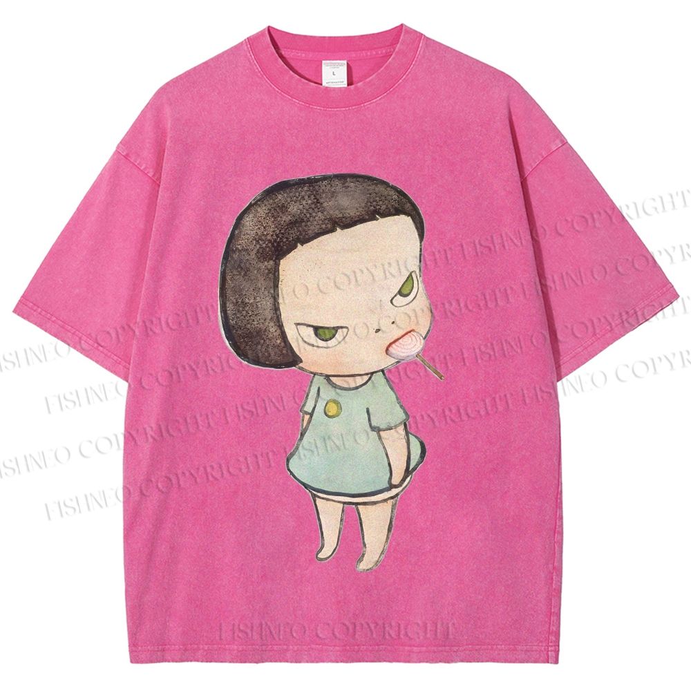 Unisex Yoshitomo Nara Printed Washed Tee