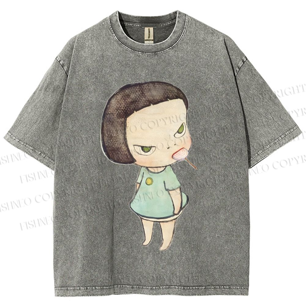 Unisex Yoshitomo Nara Printed Washed Tee