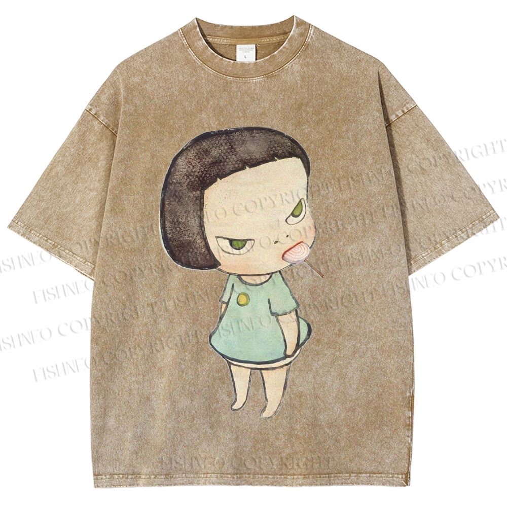 Unisex Yoshitomo Nara Printed Washed Tee