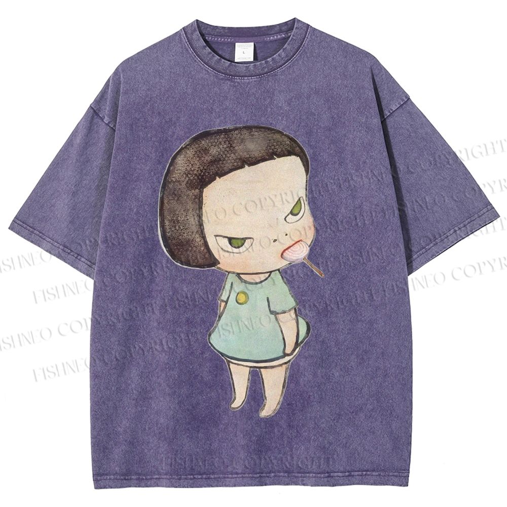 Unisex Yoshitomo Nara Printed Washed Tee