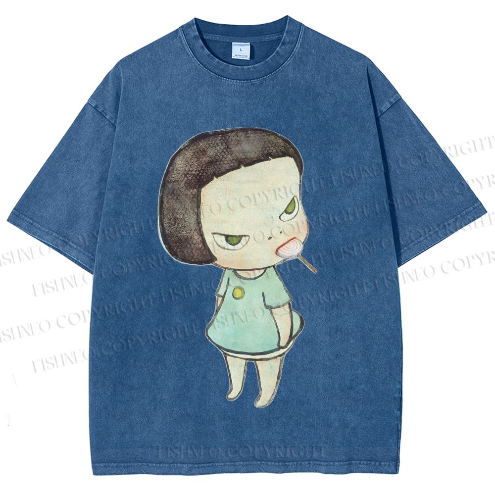 Unisex Yoshitomo Nara Printed Washed Tee