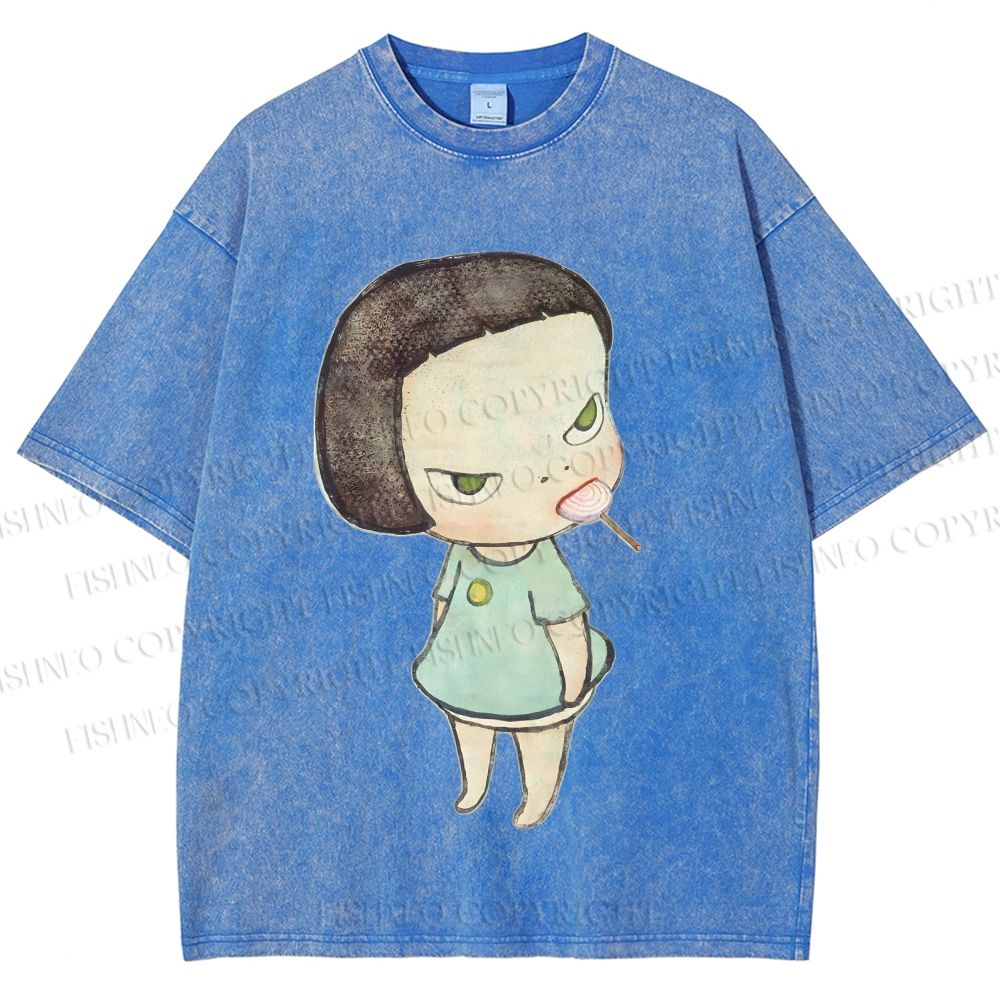Unisex Yoshitomo Nara Printed Washed Tee
