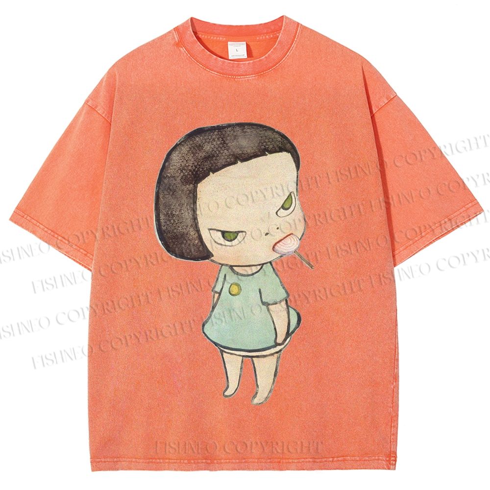 Unisex Yoshitomo Nara Printed Washed Tee