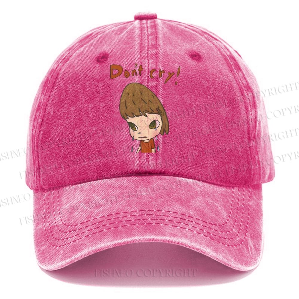 Unisex Japanese Art Yoshitomo Nara Don't Cry Vintage Casual Washed Cap