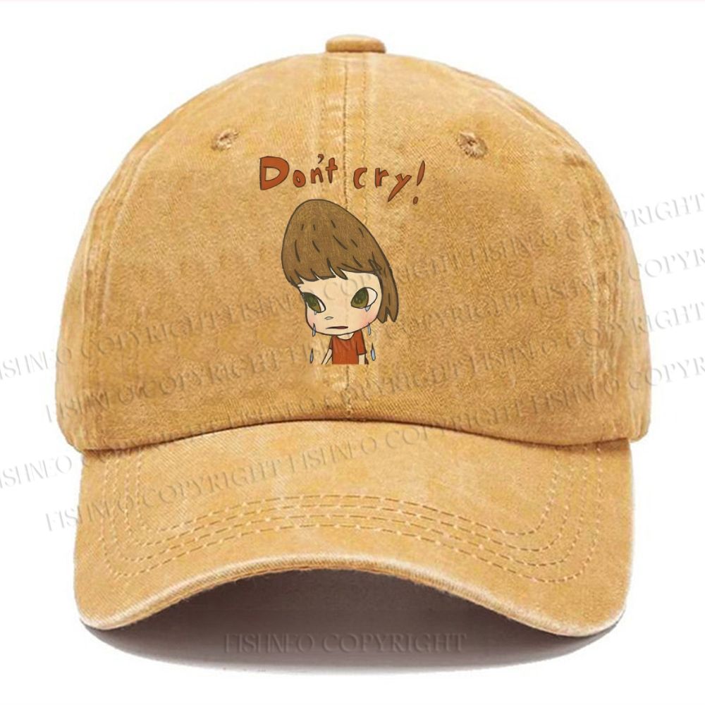 Unisex Japanese Art Yoshitomo Nara Don't Cry Vintage Casual Washed Cap