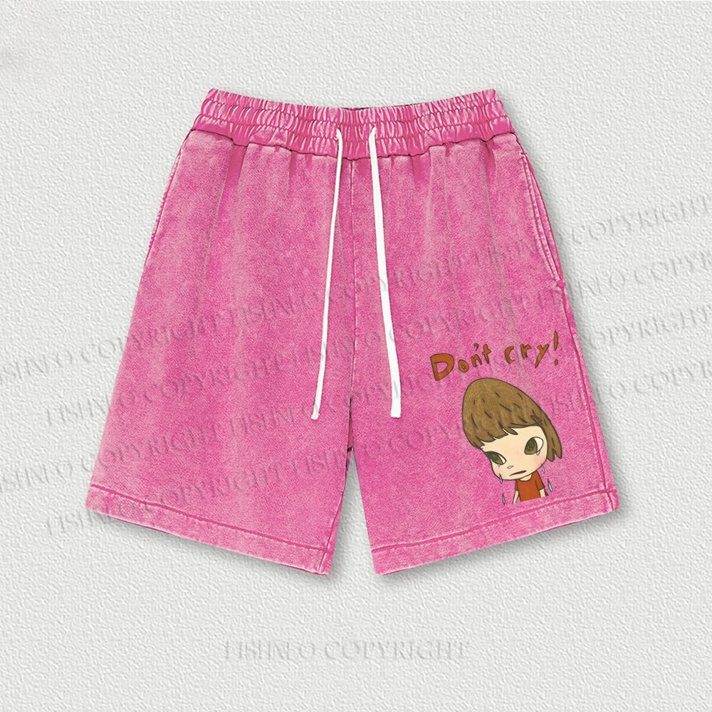 Japanese Art Yoshitomo Nara Don't Cry Washed Vintage Shorts