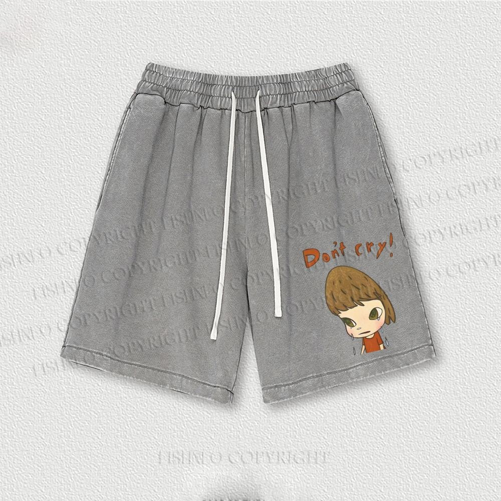 Japanese Art Yoshitomo Nara Don't Cry Washed Vintage Shorts