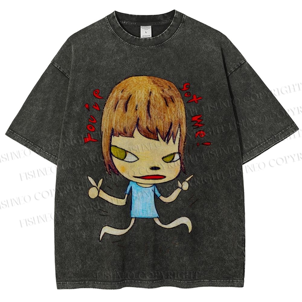 Unisex Yoshitomo Nara Printed Washed Tee