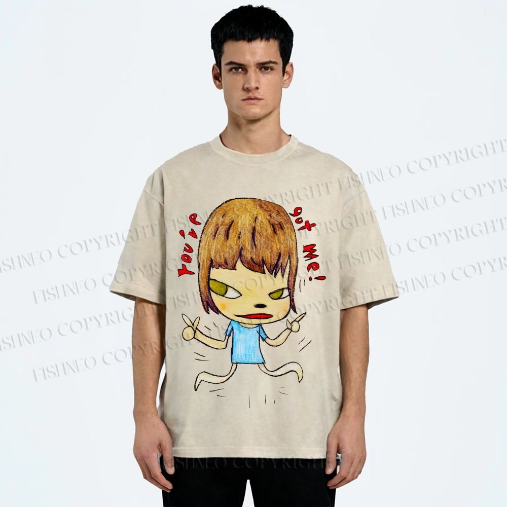 Unisex Yoshitomo Nara Printed Washed Tee