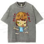 Unisex Yoshitomo Nara Printed Washed Tee