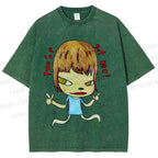 Unisex Yoshitomo Nara Printed Washed Tee
