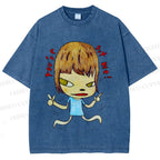 Unisex Yoshitomo Nara Printed Washed Tee