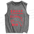 Unisex Cat Printed Washed Tank Top