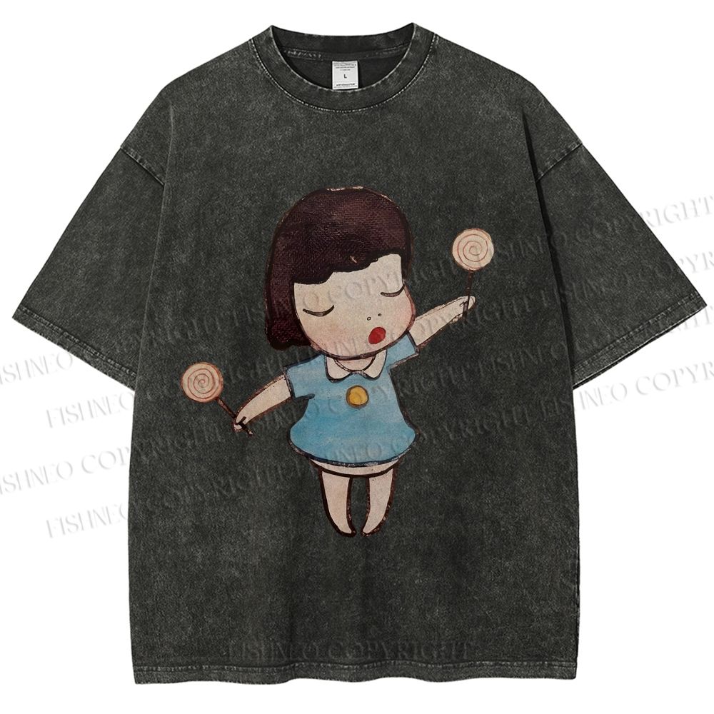 Unisex Yoshitomo Nara Printed Washed Tee