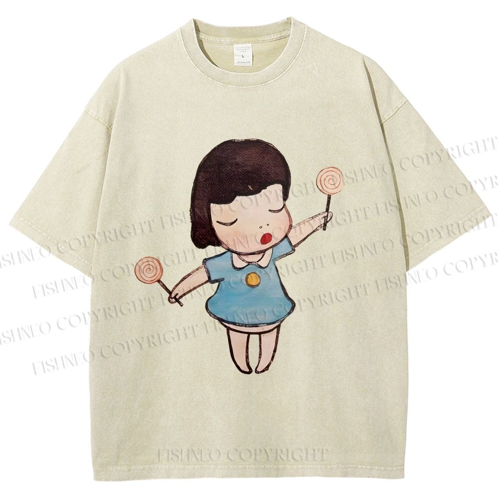 Unisex Yoshitomo Nara Printed Washed Tee