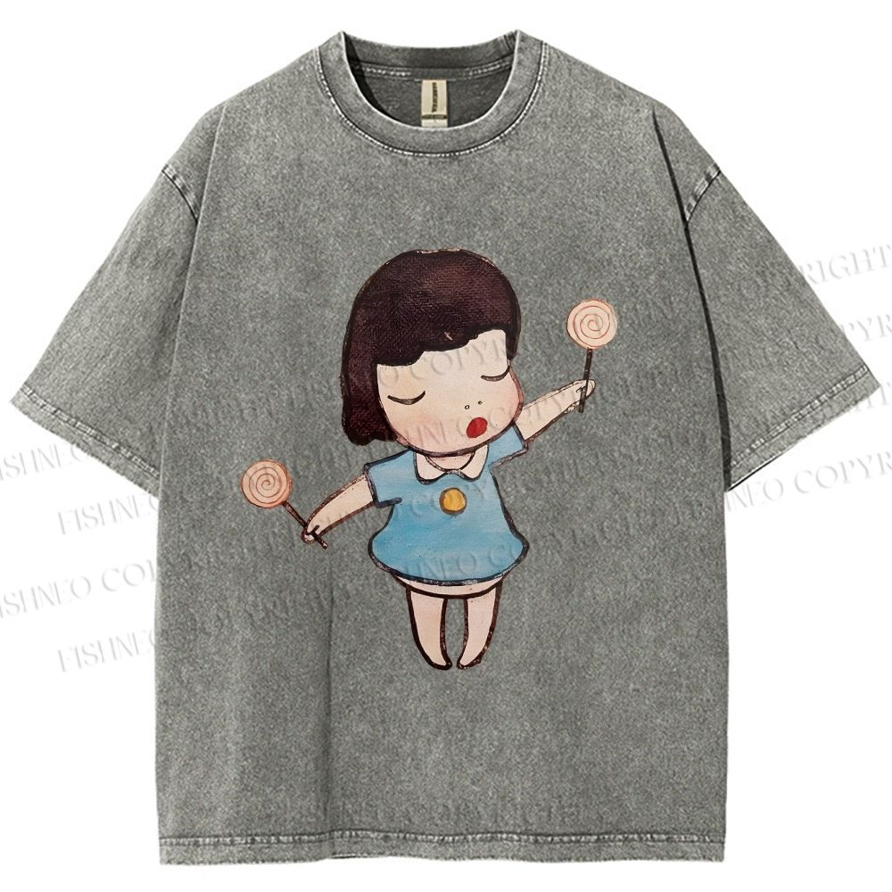 Unisex Yoshitomo Nara Printed Washed Tee