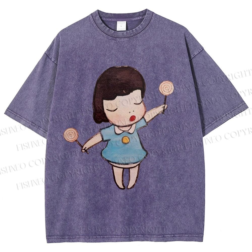 Unisex Yoshitomo Nara Printed Washed Tee