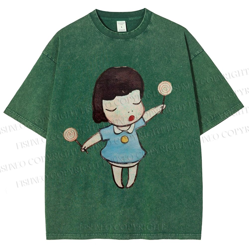 Unisex Yoshitomo Nara Printed Washed Tee