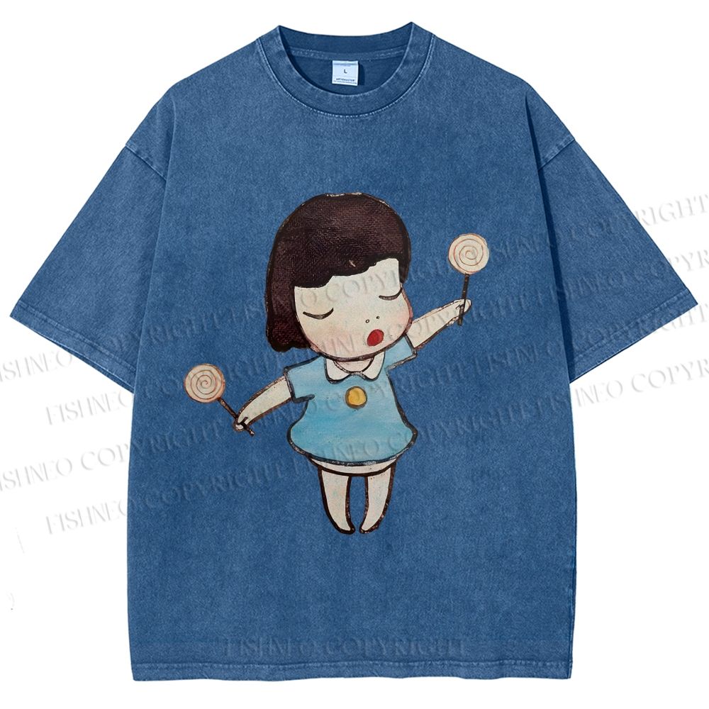 Unisex Yoshitomo Nara Printed Washed Tee