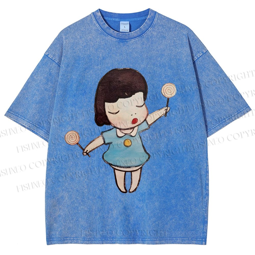 Unisex Yoshitomo Nara Printed Washed Tee