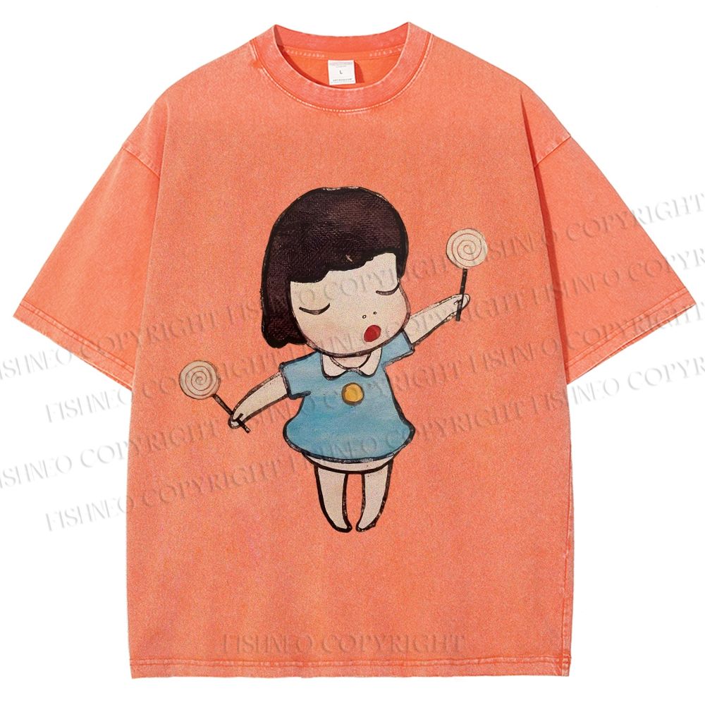 Unisex Yoshitomo Nara Printed Washed Tee