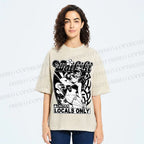 Unisex Anime Girl Printed Washed Tee