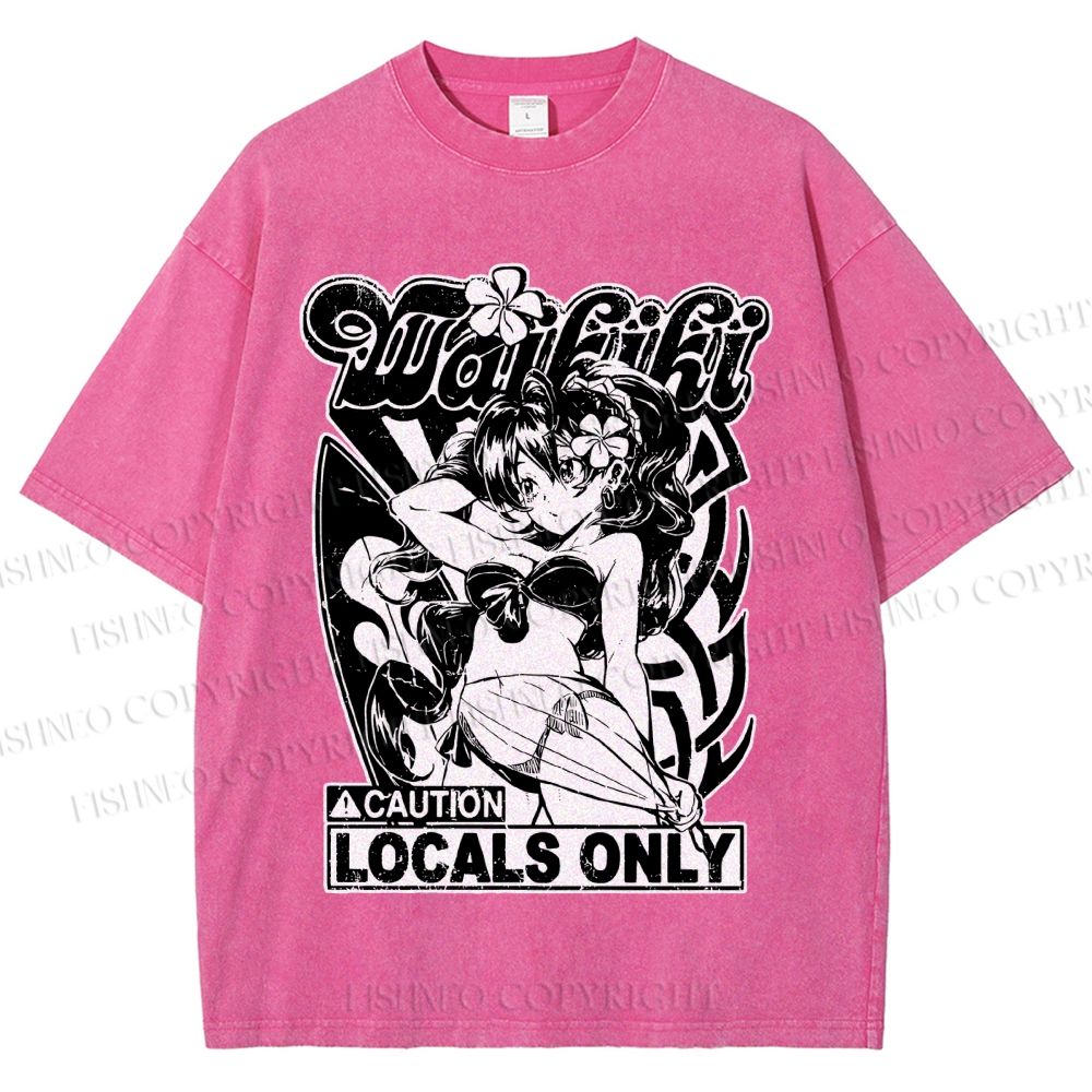 Unisex Anime Girl Printed Washed Tee