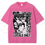 Unisex Anime Girl Printed Washed Tee