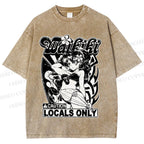 Unisex Anime Girl Printed Washed Tee