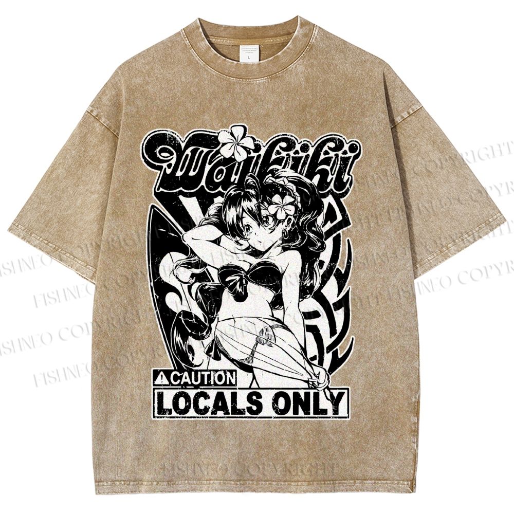 Unisex Anime Girl Printed Washed Tee