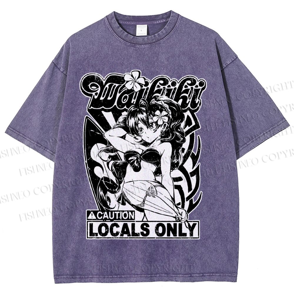 Unisex Anime Girl Printed Washed Tee