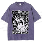 Unisex Anime Girl Printed Washed Tee