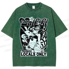 Unisex Anime Girl Printed Washed Tee