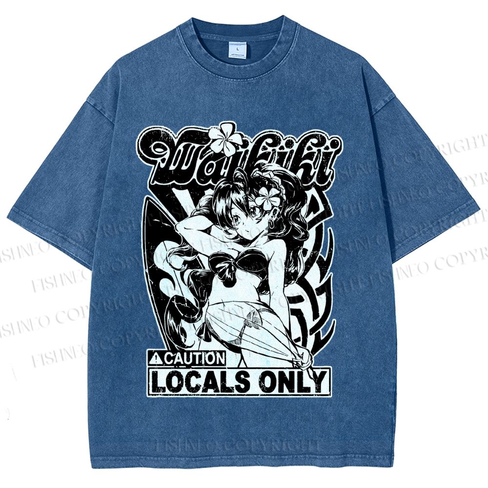 Unisex Anime Girl Printed Washed Tee