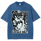 Unisex Anime Girl Printed Washed Tee