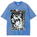 Unisex Anime Girl Printed Washed Tee