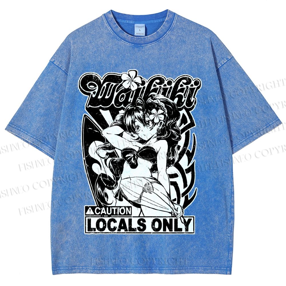 Unisex Anime Girl Printed Washed Tee