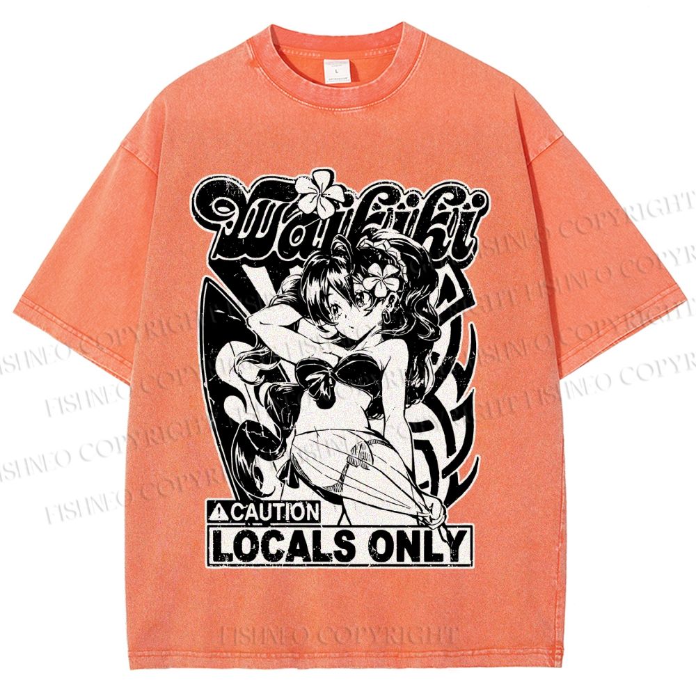 Unisex Anime Girl Printed Washed Tee