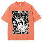 Unisex Anime Girl Printed Washed Tee